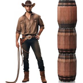 Teenyyou 3 Pcs Western Party Decorations Large Wooden Wine Barrel Props Whiskey Barrel Decoration for Western Pirate Wild West Cowboy Rodeo Birthday Party(15.75 x 9.84 Inches) in Saudi Arabia