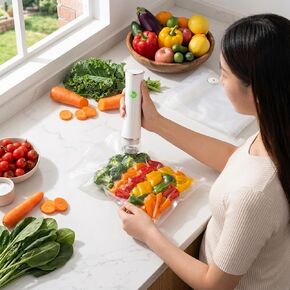 Handheld Vacuum Sealer Machine with 30Pcs Reusable Bags Food Saver Kit | 60kPa Compact Food Sealer Machine for Dry/Moist Food Storage, Rechargeable Bag Sealer for Meal Prep, Camping & Travel in Saudi Arabia