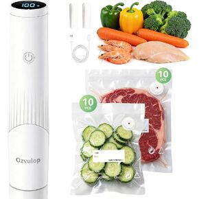 Smart Vacuum Sealer for Food with LED Display (Vacuum Sealer Machine + 30 Reusable Bags), 80kPa Strong Suction Handheld Vacuum Sealer Machine Portable Seal Meal Saver for Meal Prep(White) in Kuwait