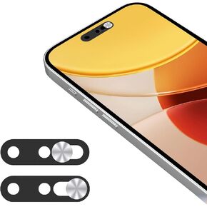 غطاء كاميرا ويب للهاتف، غطاء كاميرا أمامية محدث متوافق مع iPhone 15/15 Plus/15 Pro/15 Pro Max/16/16Plus/16 Pro/16 Pro Max، يحمي الخصوصية والأمان، لا يؤثر على معرف الوجه، عبوتان باللون الأسود in Kuwait