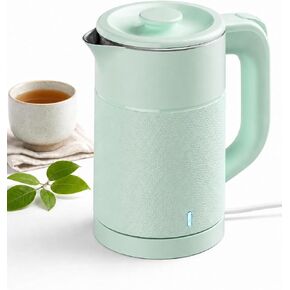 Small Electric Kettle 0.8L, 600W, 304 Stainless Steel Inner, Green | Auto Shut-Off, Boil Dry Protection, BPA-Free, Fast Water Heater for Dorm Office Travel in Saudi Arabia