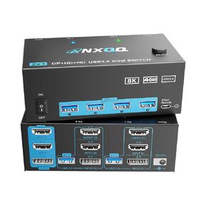 4K HDMI KVM Switch 4 Computers 1 Monitor, ANXQQ 4 Port KVM Switch EDID Function Share 4 USB 3.0 Ports for Use with Keyboard Mouse Printer, Included Wired Remote, Power Adapter, HDMI Cable, USB Cable in Kuwait