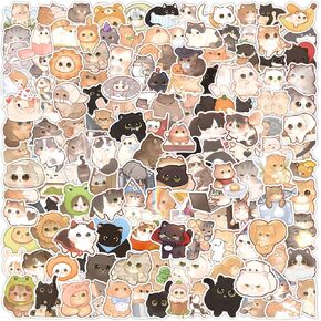 100 Pcs Cute Cat Stickers Kawaii for Kids Girls Boys Adults | Japanese Kawaii Kitty Cartoon Stickers Pack, Waterproof Vinyl Kitten Decals for Water Bottle,Laptop,Luggage, Cat Party Favors in Saudi Arabia