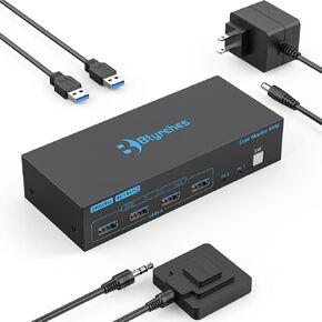 8K HDMI KVM Switch 2 Monitors 2 Computers, 8K@60Hz Dual Monitor Kvm Switch | Support 4K@144Hz KVM Switcher PC Extended Display for 2 Port Share 4 USB 3.0 HUB Desktop Controller and 2 USB Cables Included in Saudi Arabia