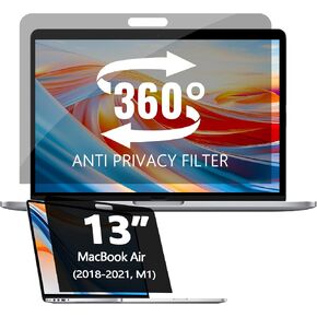 واقي شاشة للخصوصية 360 درجة متوافق مع جهاز MacBook pro 13 بوصة (2016-2022،M1، M2)، فلتر شاشة الخصوصية لجهاز MacBook Air 13 بوصة (2018-2021، M1)، مضاد للتجسس/مضاد لبصمات الأصابع/مضاد للضوء الأزرق/مضاد للوهج in Kuwait