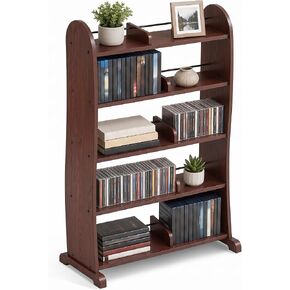 LELELINKY 5-Tier DVD Storage Cabinet, DVD Shelf and CD Rack, Walnut | Freestanding Media Shelf With Adjustable Dividers For CDs, Blu-Ray,Video Games And Books in Saudi Arabia