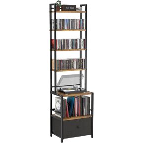 Arbuxzuy 6-Tier Wooden CD & Stereo Stand, Compact Audio Rack Cabinet | Game console shelf,Ideal for DVD players/Xbox,Space-saving tower design,6-tier storage for CDs/audio in Saudi Arabia