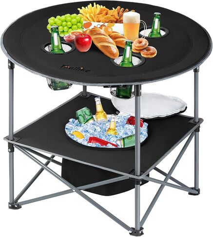 Portable Lightweight Folding Camping Table with Cooler and 4 Large Cup Holders Collapsible Picnic Camp Table Foldable Outdoor Table with Carry Bag for BBQ Tailgating Beach RV Travel Hiking in Saudi Arabia