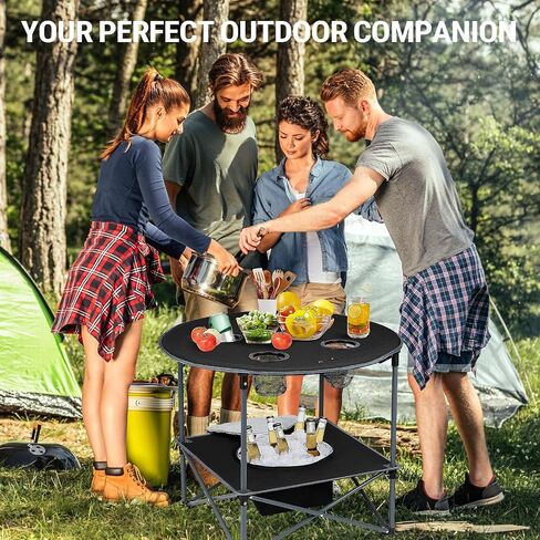 Portable Lightweight Folding Camping Table with Cooler and 4 Large Cup Holders Collapsible Picnic Camp Table Foldable Outdoor Table with Carry Bag for BBQ Tailgating Beach RV Travel Hiking in Saudi Arabia