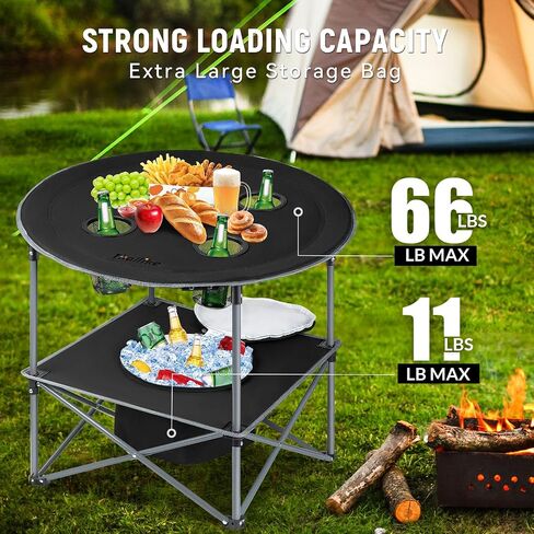 Portable Lightweight Folding Camping Table with Cooler and 4 Large Cup Holders Collapsible Picnic Camp Table Foldable Outdoor Table with Carry Bag for BBQ Tailgating Beach RV Travel Hiking in Saudi Arabia