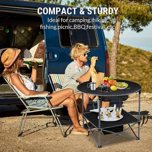 Portable Lightweight Folding Camping Table with Cooler and 4 Large Cup Holders Collapsible Picnic Camp Table Foldable Outdoor Table with Carry Bag for BBQ Tailgating Beach RV Travel Hiking in Saudi Arabia
