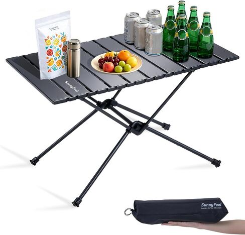 SUNNYFEEL Small Camping Table - Ultralight Portable Folding Table | Compact Foldable Aluminum Camp Table with Carry Bag for Beach, Fishing, Hiking, Picnic, Black in Saudi Arabia