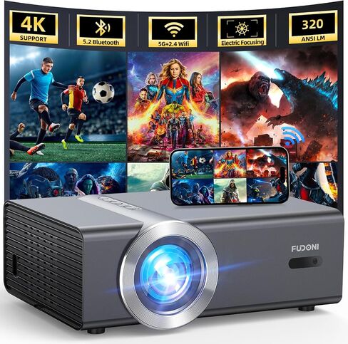 FUDONI 320ANSI True Native 1080P Projector, Electric Focus Auto Keystone | WiFi Bluetooth Outdoor Home Theater Projector, 4K Supported, for Bedroom|Classroom|Church|Camping|RV|Business in Saudi Arabia