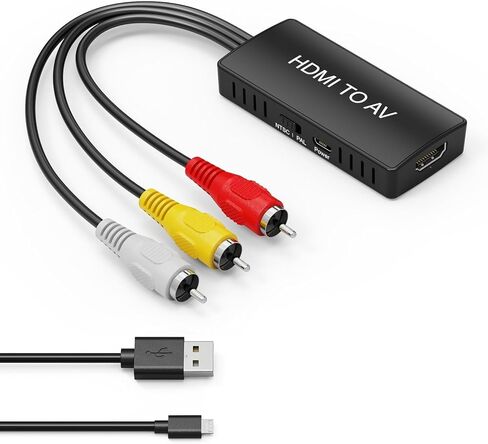 HDMI to RCA Converter, HDMI to AV 3RCA CVBs Composite Video Audio Converter Adapter for Old TV Compatible PAL/NTSC for Roku, Android TV Box, DVD ect in Saudi Arabia