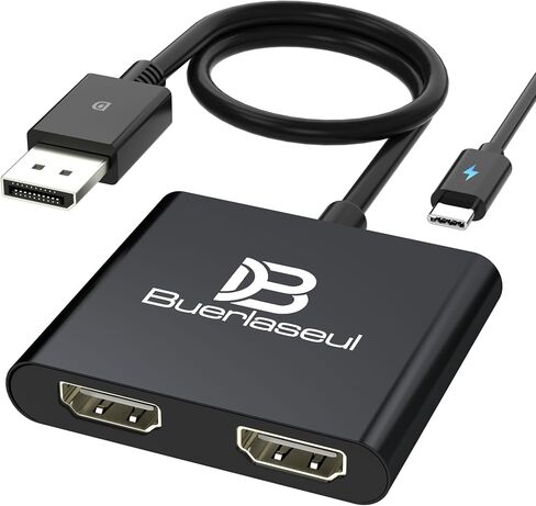DisplayPort to Dual HDMI Adapter 4K@60Hz, DisplayPort Splitter for Dual HDMI Monitors, Supports Extended Display SST/MST Hub, DP Splitter 1 in 2 Out for PC, Desktop, NVIDIA/AMD Graphics Card in Saudi Arabia