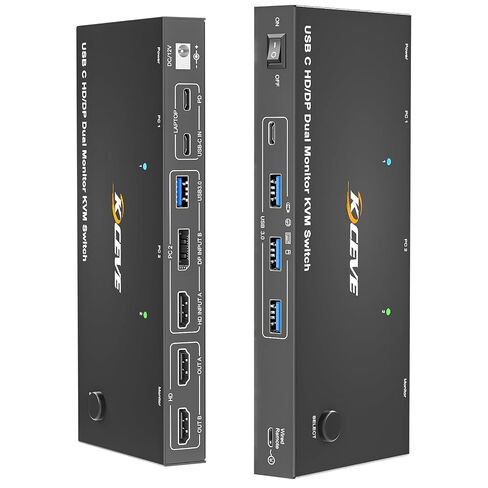 USB-C KVM Switch 2 شاشات 2 أجهزة كمبيوتر محمولة 4K @ 60 هرتز USB C شاشة مزدوجة KVM | مع 4 منافذ USB 3.0 لأجهزة USB؛ شحن بي دي 87 واط؛ التوصيل والتشغيل بدون برامج تشغيل؛ مثالية للمنزل والمكتب والمبرمجين؛ in Kuwait