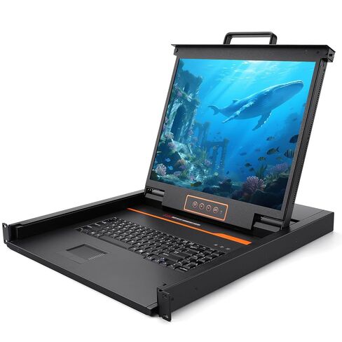 1U Rack Mount KVM Console-19'' Rackmount Monitor Keyboard and Single Port HDMI KVM, 50,000 MTBF,1280X1024 60Hz,17.6×19.9×1.67 Inches(WXDXH),Fit 1U 19'' Rack, 1 USB HDMI Cable,1 Power Cord, 4 Brackets in Saudi Arabia