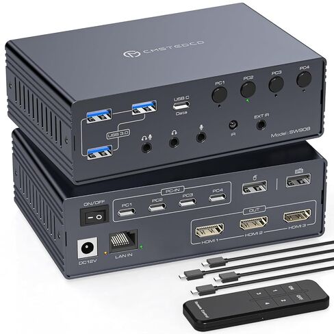 Thunderbolt 4 KVM Switch Docking Station for 3 Monitors 4 laptops/Macbooks | Extended Triple 4K60Hz HDMI Display with Displaylink USB3.0/USB C, M1/2/3/4 Mac/Windows/Chrome etc.with Audio and Ethernet in Saudi Arabia