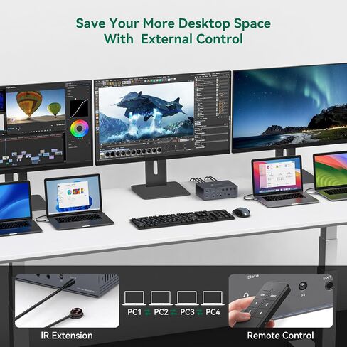 Thunderbolt 4 KVM Switch Docking Station for 3 Monitors 4 laptops/Macbooks | Extended Triple 4K60Hz HDMI Display with Displaylink USB3.0/USB C, M1/2/3/4 Mac/Windows/Chrome etc.with Audio and Ethernet in Saudi Arabia