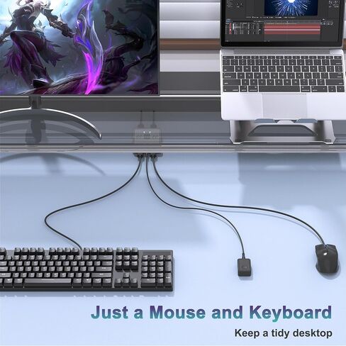 USB Switch 2 in 2 Out, USB Switcher 2 Computers Sharing Keyboard and Mouse | 2 USB 2.0 cables, External controller, Printer Splitter for 2 Computers in Saudi Arabia