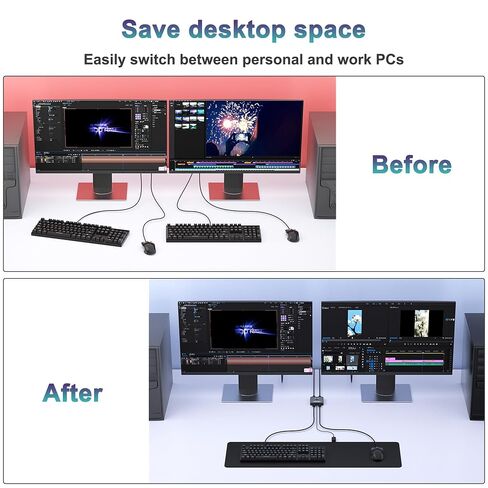 USB Switch 2 in 2 Out, USB Switcher 2 Computers Sharing Keyboard and Mouse | 2 USB 2.0 cables, External controller, Printer Splitter for 2 Computers in Saudi Arabia