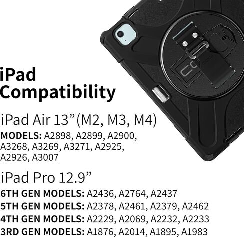 CODi Rugged Case for iPad Air 13" (M2, M3, M4), iPad Pro 12.9" (3–6 Gen) – Drop-Tested 360° Protection with Kickstand, Hand Strap & Shoulder Strap in Saudi Arabia