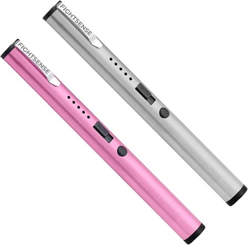 FIGHTSENSE Pen Stun Gun for Self Defense Battery Life Indicator, Belt Clip, Pen Flashlight stun Gun (Pink Silver) in Saudi Arabia