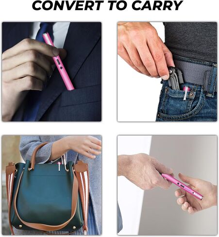 FIGHTSENSE Pen Stun Gun for Self Defense Battery Life Indicator, Belt Clip, Pen Flashlight stun Gun (Pink Silver) in Saudi Arabia