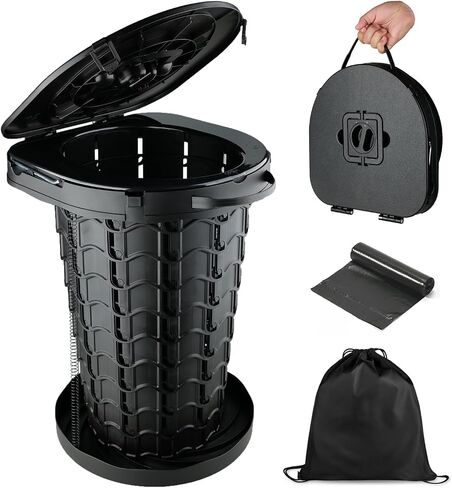 Boreeman Portable camping Toilet, Foldable and Height Adjustable, Load Capacity 400lbs, with Carrying Handle, Perfect for Camping, Travel & Car Use in Saudi Arabia
