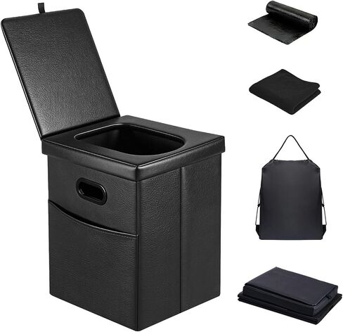 Panmout 16.5" XL Portable Toilet for Camping, Foldable Travel Toilet for Adults with Cushioned Seat, Heavy Duty 190lbs Capacity Commode for Car, Road Trip, Outdoor Emergency & Bedside Support in Saudi Arabia