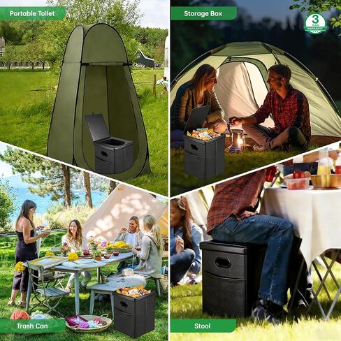 Panmout 16.5" XL Portable Toilet for Camping, Foldable Travel Toilet for Adults with Cushioned Seat, Heavy Duty 190lbs Capacity Commode for Car, Road Trip, Outdoor Emergency & Bedside Support in Saudi Arabia