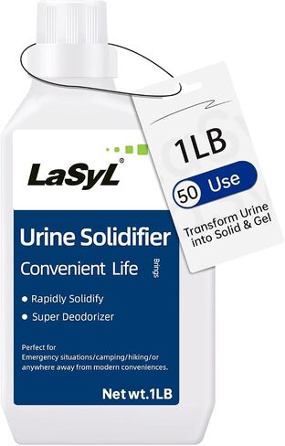 LaSyL Super Absorbent Powder - 50/100/200 use, Solidify & Gel Urine in 1 Min, Deodorizer - Easy to Port Waste Liquid - for Camping Portable Toilet, Urinals, Bedside Commodes, Pet Potty etc in Saudi Arabia