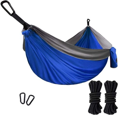 Gold Armour Camping Hammock, Double Hammock with Ropes, USA Brand Lightweight Portable Mens Womens Kids, Camping Accessories Gear (Blue & Gray, Double) in Saudi Arabia