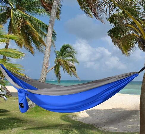 Gold Armour Camping Hammock, Double Hammock with Ropes, USA Brand Lightweight Portable Mens Womens Kids, Camping Accessories Gear (Blue & Gray, Double) in Saudi Arabia
