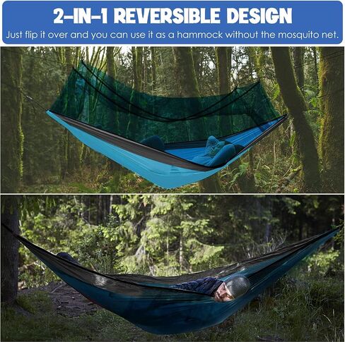 Gold Armour Camping Double Hammock with Mosquito Net Bug Net Set - Double Parachute Hammock USA Based Brand Lightweight Adults Kids, Camping Accessories Gear in Saudi Arabia