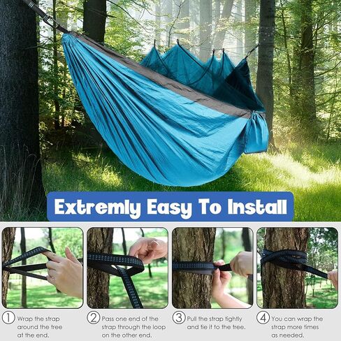 Gold Armour Camping Double Hammock with Mosquito Net Bug Net Set - Double Parachute Hammock USA Based Brand Lightweight Adults Kids, Camping Accessories Gear in Saudi Arabia