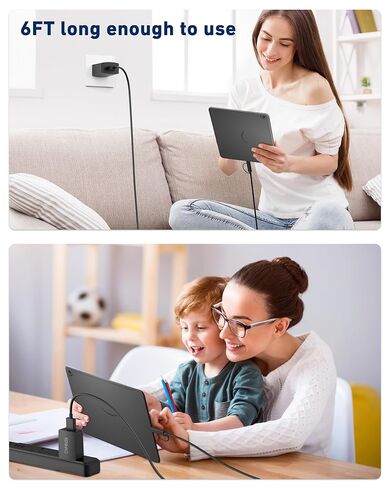 2in1 Micro to USB C Tablet Charger Cable Replacement for Amazon Kindle Fire | Compatible with Fire HD 6/7/8/10,Kids, Oasis, Paperwhite, TV Stick, Android devices, 6FT Micro USB to Type C Adapter included in Saudi Arabia