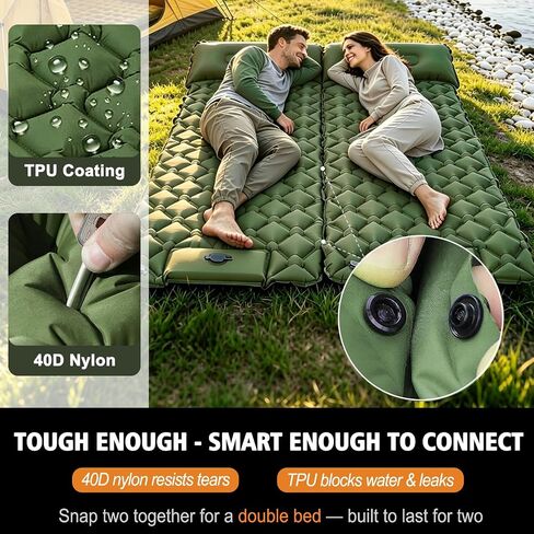 Camping Sleeping Pad, Ultralight Inflatable Sleeping Mat with Built-in Foot Pump & Pillow – Extra Thick & Wide, Compact for Backpacking, Hiking, Tent Camping, Waterproof & Tear-Resistant Air Mattress in Saudi Arabia