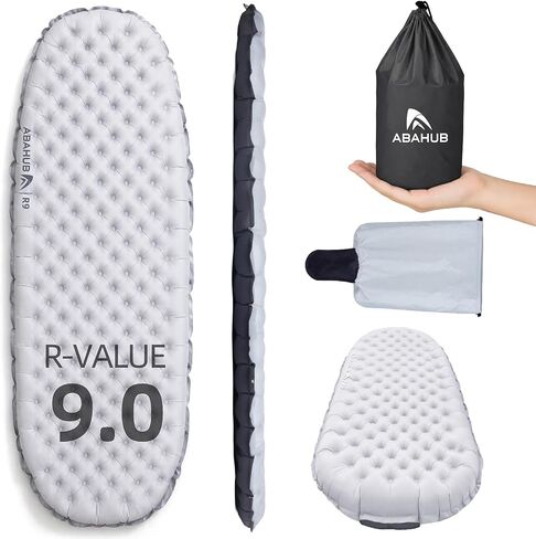 Abahub 4" Thick Inflatable Camping Sleeping Pad with 9 R-Value Insulation | Lightweight Camping Mattress for 4-Season Use, Compact Backpacking Mat with Superior Warmth for Hiking & Tent Camping in Kuwait