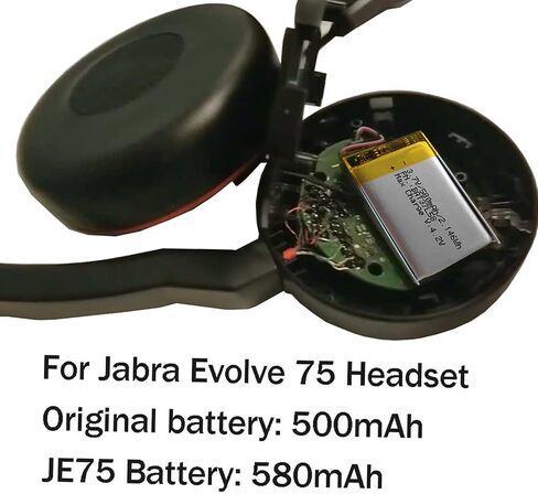 AOLIKES 580mAh 3.7v LiPo Battery Replacement for Jabra Evolve 75 Bluetooth Headset, Evolve 75 UC Battery,Evolve 75 SE Battery Replacement,AHB572535PST Battery Upgarde in Kuwait
