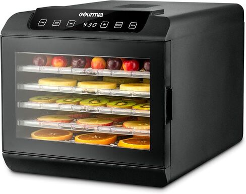 Gourmia 8 Tray Digital Food Dehydrator - 360° Airflow, 30 Minute–24 Hour Timer, Glass Door, Jerky, Fruits, Veggies & More, 95°F–185°F, 625W, Stainless Steel in Saudi Arabia