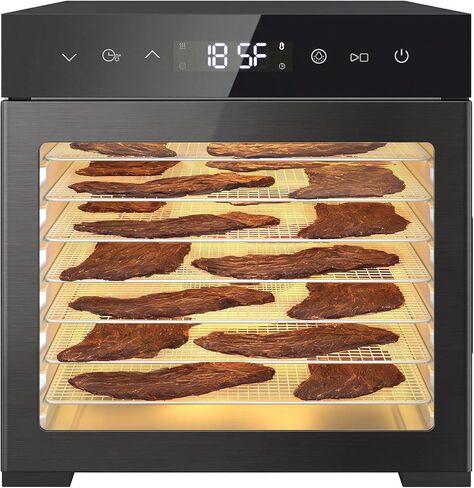 DUMOS Electric Food Dryer Dehydrator, 500W Power, 8 Stainless Steel Trays, 24H Timer, 185°F Temperature Control, Ideal for Jerky, Fruit, Meat, Herbs and Dog Treats in Saudi Arabia