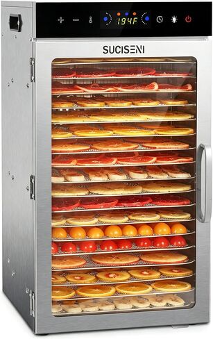 Food Dehydrator Machine 18 Stainless Steel Trays 1000W Commercial Food Dehydrator with 24H Digital Timer LED Temperature Control Food Dryer Beef Jerky Maker for Dehydrated Meat Fruit Herb in Saudi Arabia
