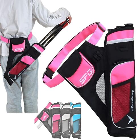 Archery Arrow Quiver Holder – 3 Tube Waist Belt Hip Quiver Arrow Holder with Pockets, Adjustable Fit for Youth & Adult Recurve Compound Bow Hunting Target Shooting in Saudi Arabia