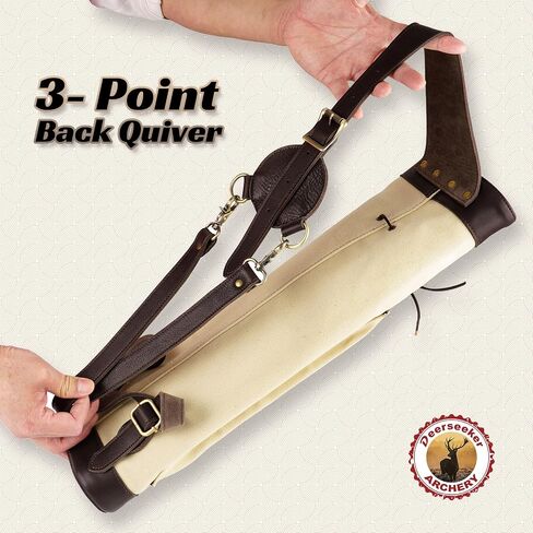 Deerseeker Archery Back Quiver 3-Point Strap System Arrow Quiver with Pocket Adjustable RH/LH Arrow Holder for Traditional Bow Recurve Bow, Bow Hunting in Saudi Arabia