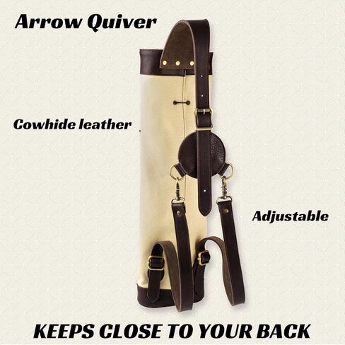 Deerseeker Archery Back Quiver 3-Point Strap System Arrow Quiver with Pocket Adjustable RH/LH Arrow Holder for Traditional Bow Recurve Bow, Bow Hunting in Saudi Arabia