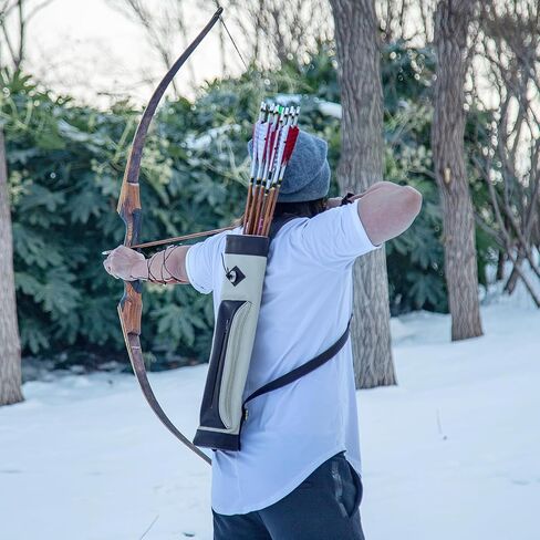 Deerseeker Archery Back Quiver 3-Point Strap System Arrow Quiver with Pocket Adjustable RH/LH Arrow Holder for Traditional Bow Recurve Bow, Bow Hunting in Saudi Arabia
