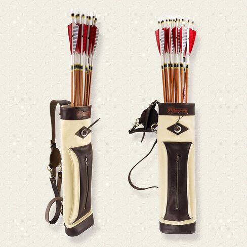 Deerseeker Archery Back Quiver 3-Point Strap System Arrow Quiver with Pocket Adjustable RH/LH Arrow Holder for Traditional Bow Recurve Bow, Bow Hunting in Saudi Arabia