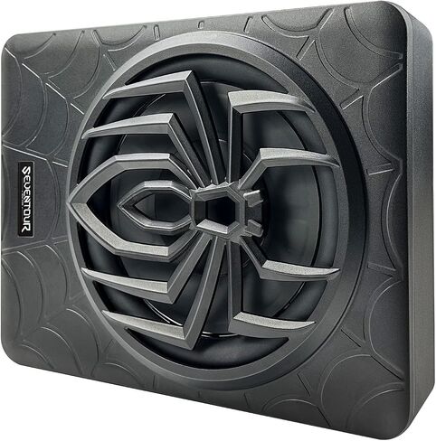10" 1200W Slim Under Seat Powered Car Subwoofer, Car Sub Built in Amplifier | Car/Truck Audio Sub Built in Amplifier amp Combo Package, with RGB LED Light(Subwoofer + Mounting Wire Kit) in Saudi Arabia