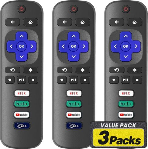 3 عبوات بديلة للتحكم عن بعد فقط لتلفزيون Roku، متوافقة مع TCL Roku/Hisense Roku/Sharp/Philips/Onn Roku (ليست لـ Roku Stick and Box) in Kuwait